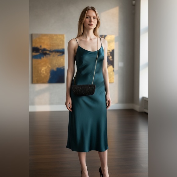 D’Margeaux NWT Black Beaded Evening Clutch Crossbody Gold Chain Formal Bag - Picture 6 of 6